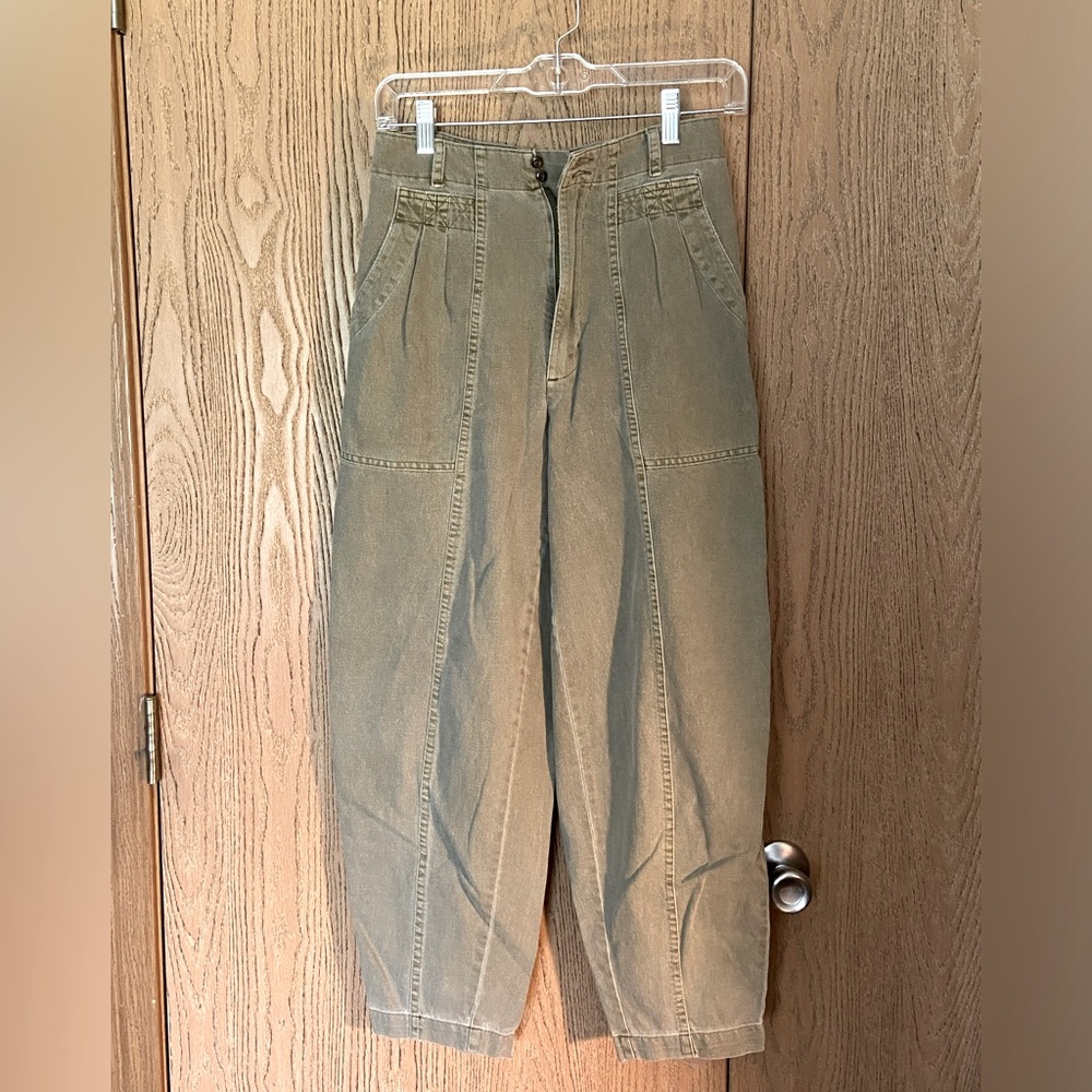 Olive green parachute pants